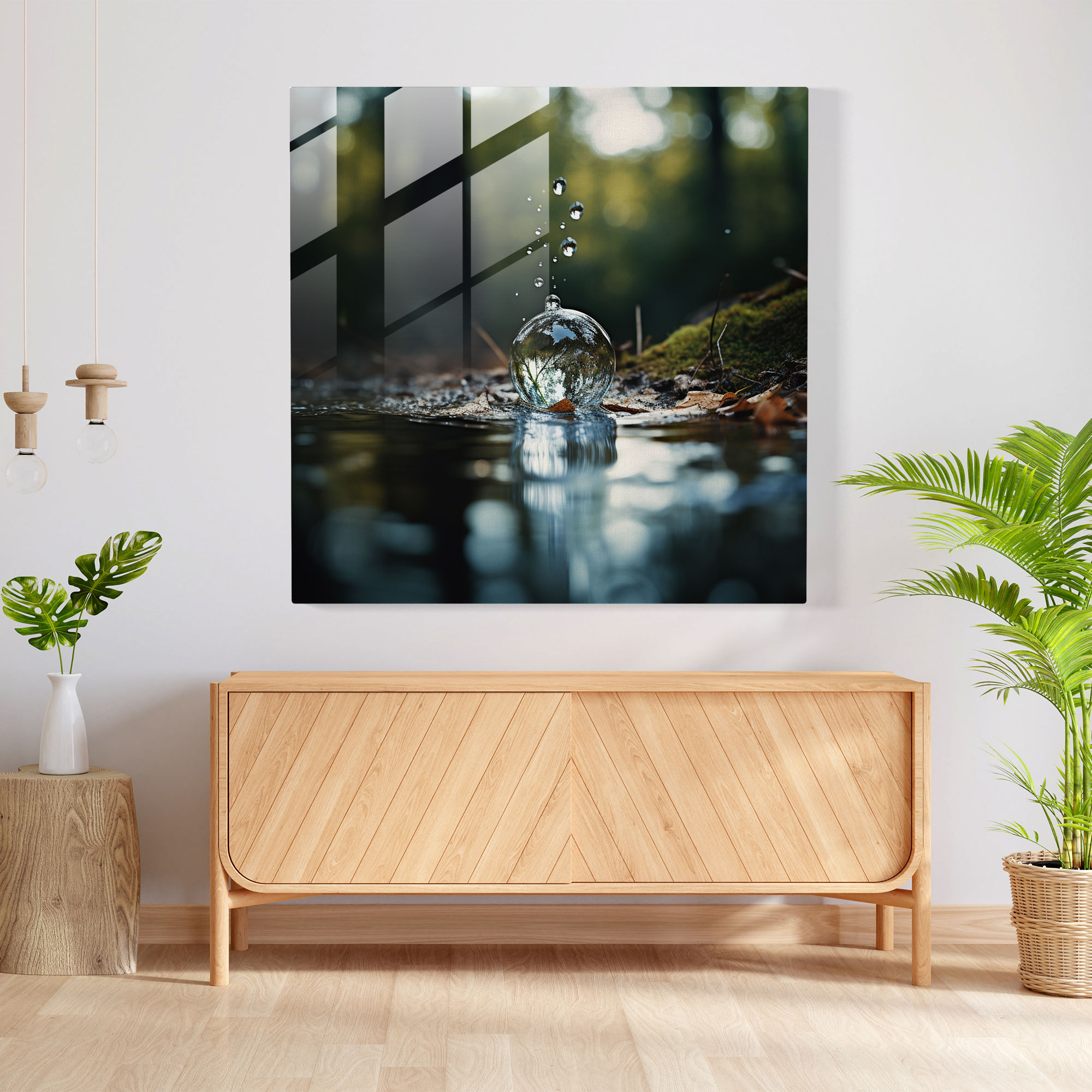 Zen Yansımaları Cam Tablo - Dinginlik Duvar Dekorasyonu Cam Duvar Sanatı