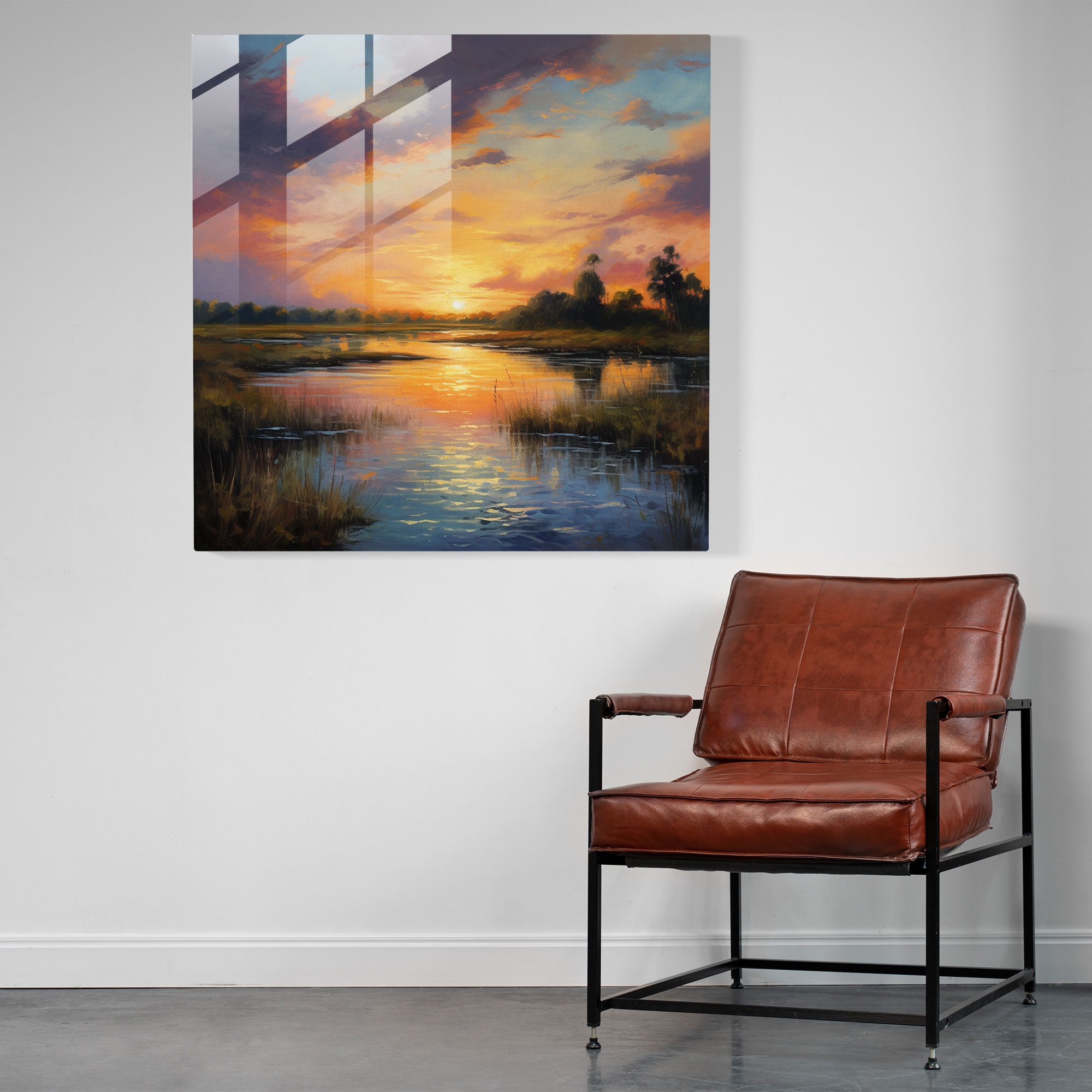 Zen Sunset Glass Print - Zen, Soothing Atmosphere, Peaceful Sunset, Glass Art