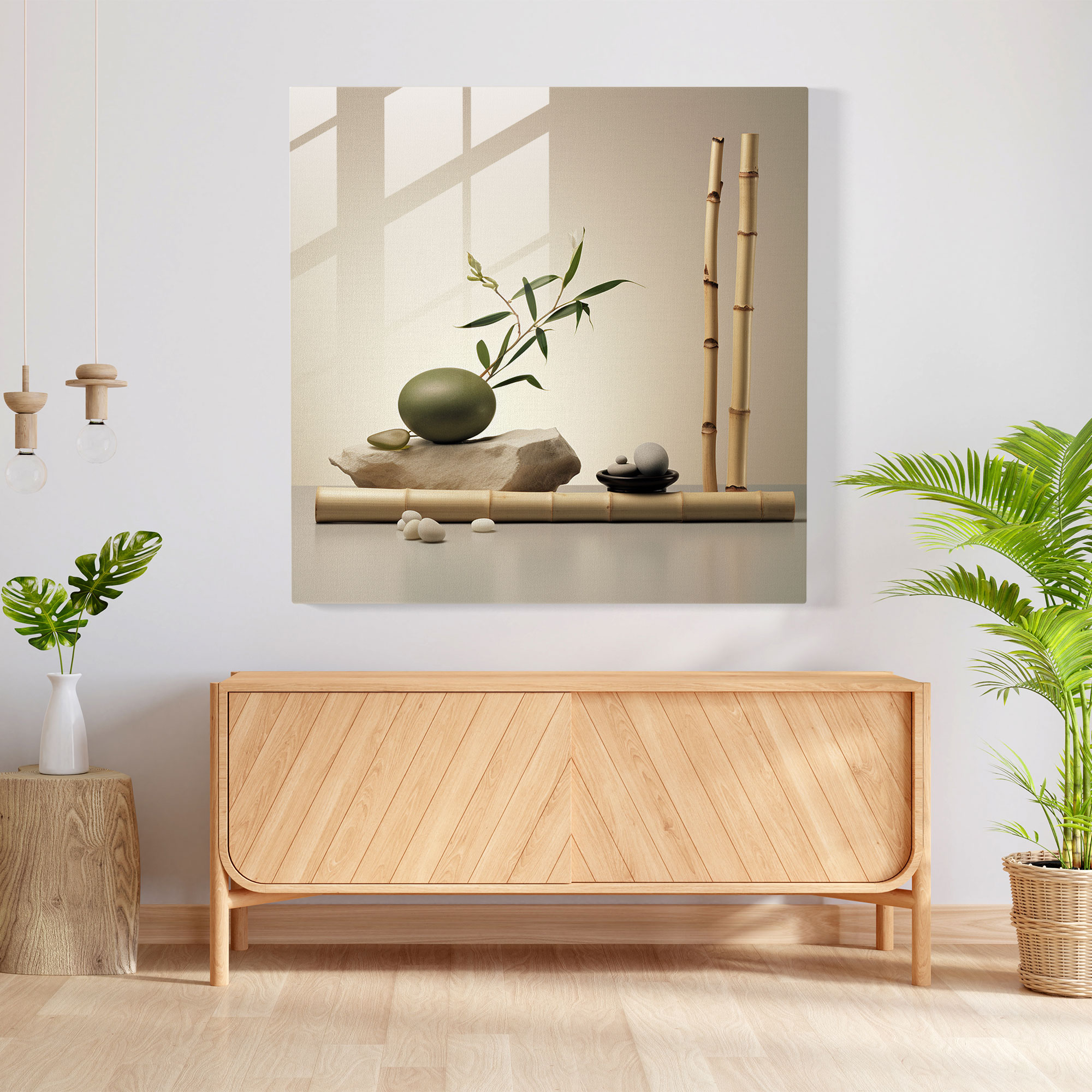 Zen Sessizlik Cam Tablo - Zen Cam Duvar Sanatı Zen İlhamlı Stil Still Life Minimal Düzenleme