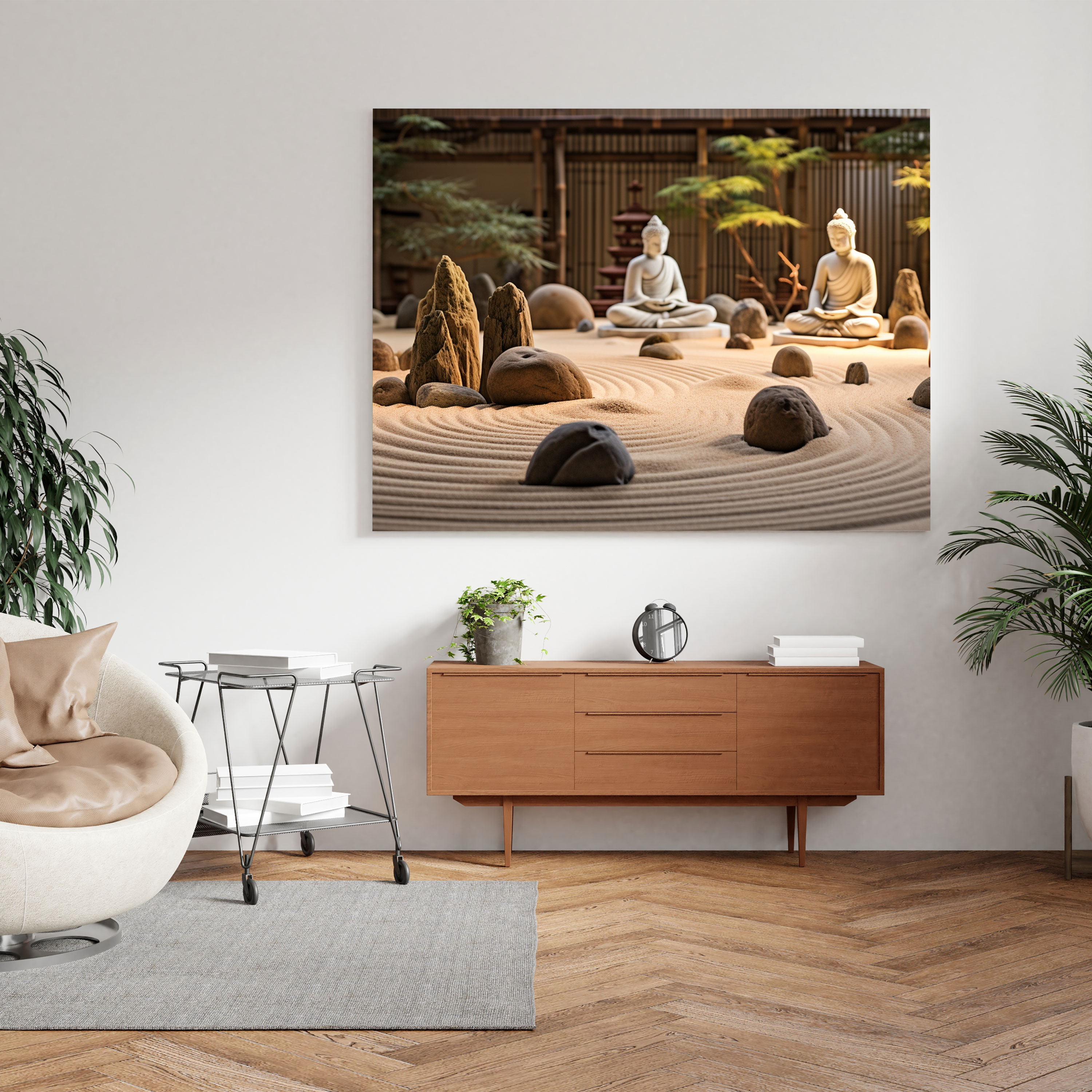 Huzur Veren Zen Bahçesi Kanvas Tablo - Zen Huzur Zen Kanvas Duvar Sanatı