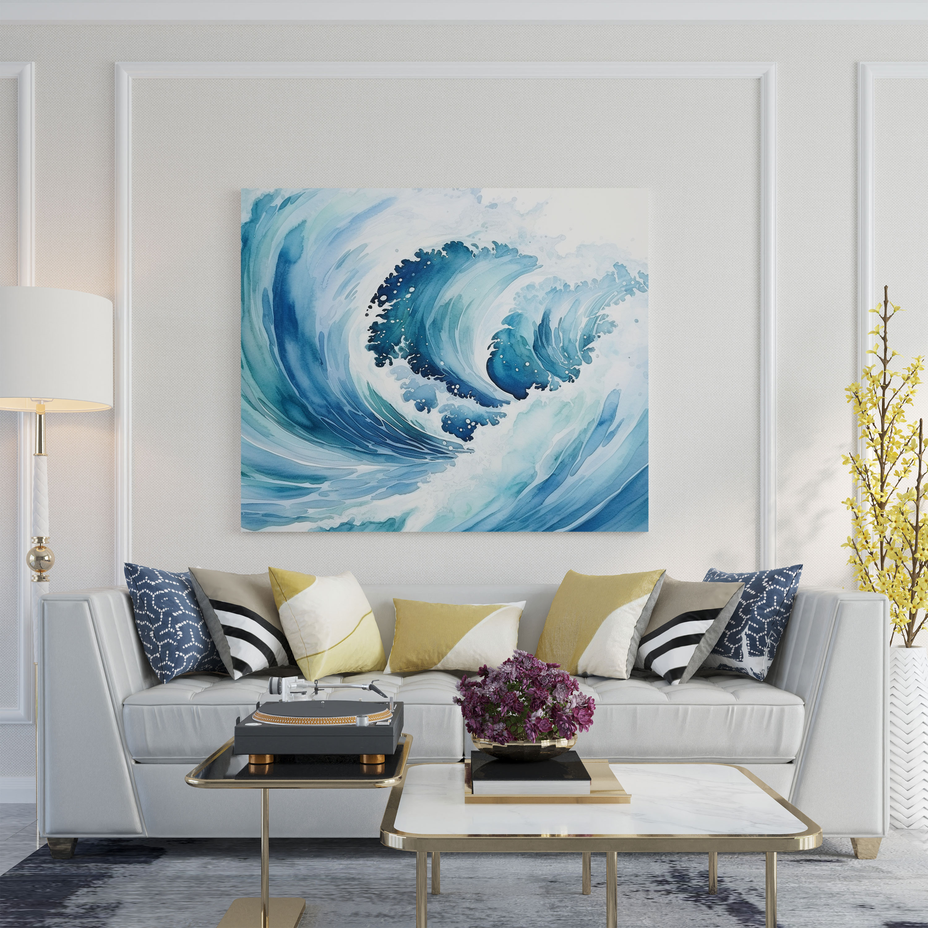 Zen Waves Wall Art - Zen, Abstract Watercolor Painting, Canvas Print, Canvas Wall Art