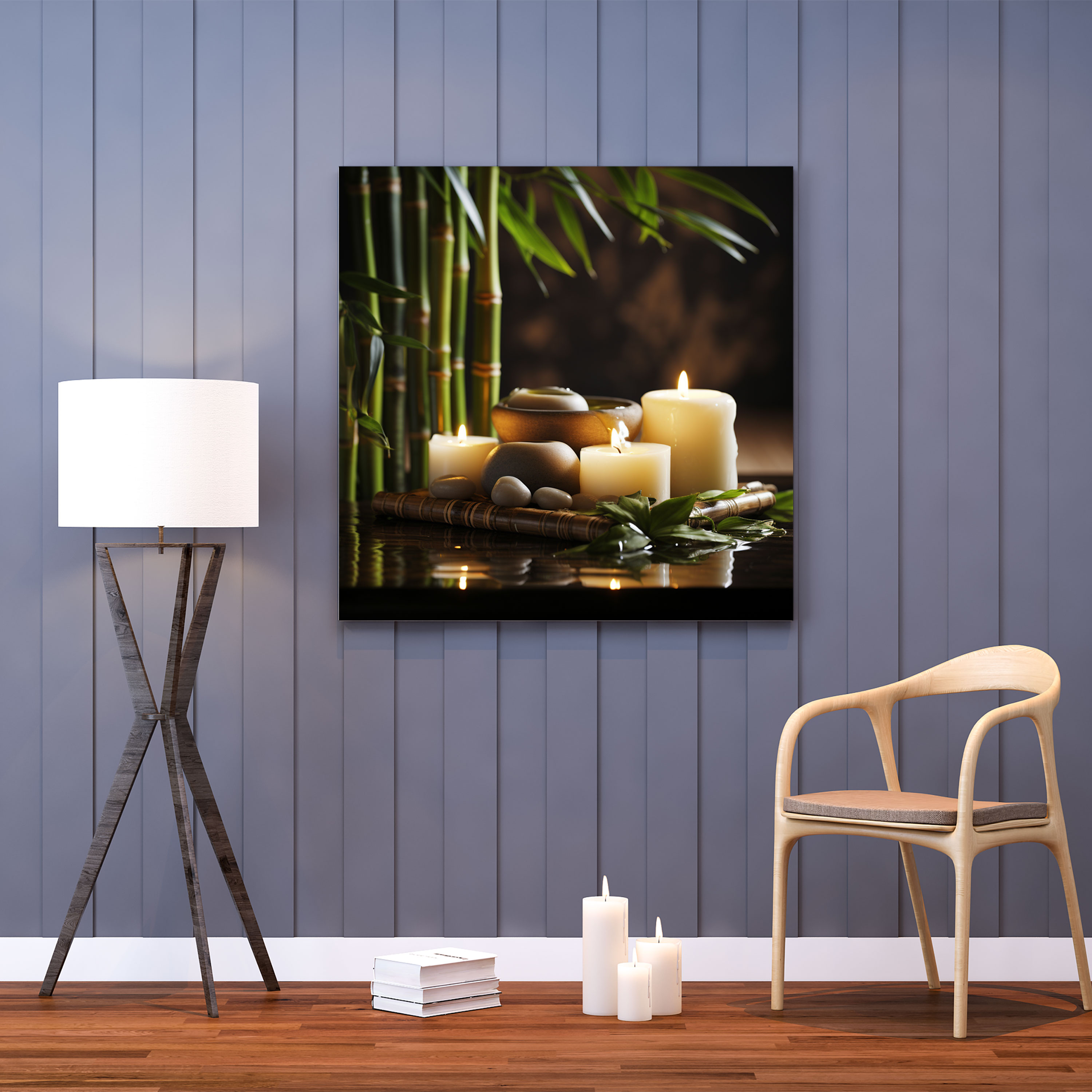 Zen Spa Duvar Sanatı - Zen Bambu Dekorasyonları Kanvas Baskı