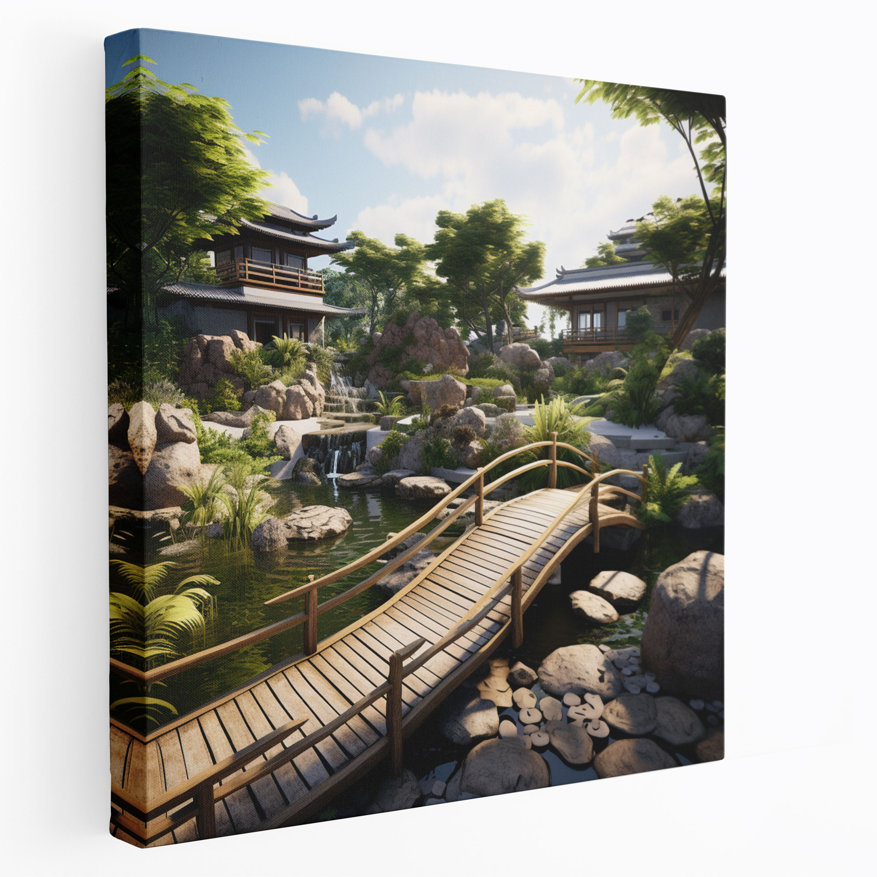 Zen Garden Bridge Canvas Print - Zen, Wall Decoration, Canvas, Tranquil Atmosphere