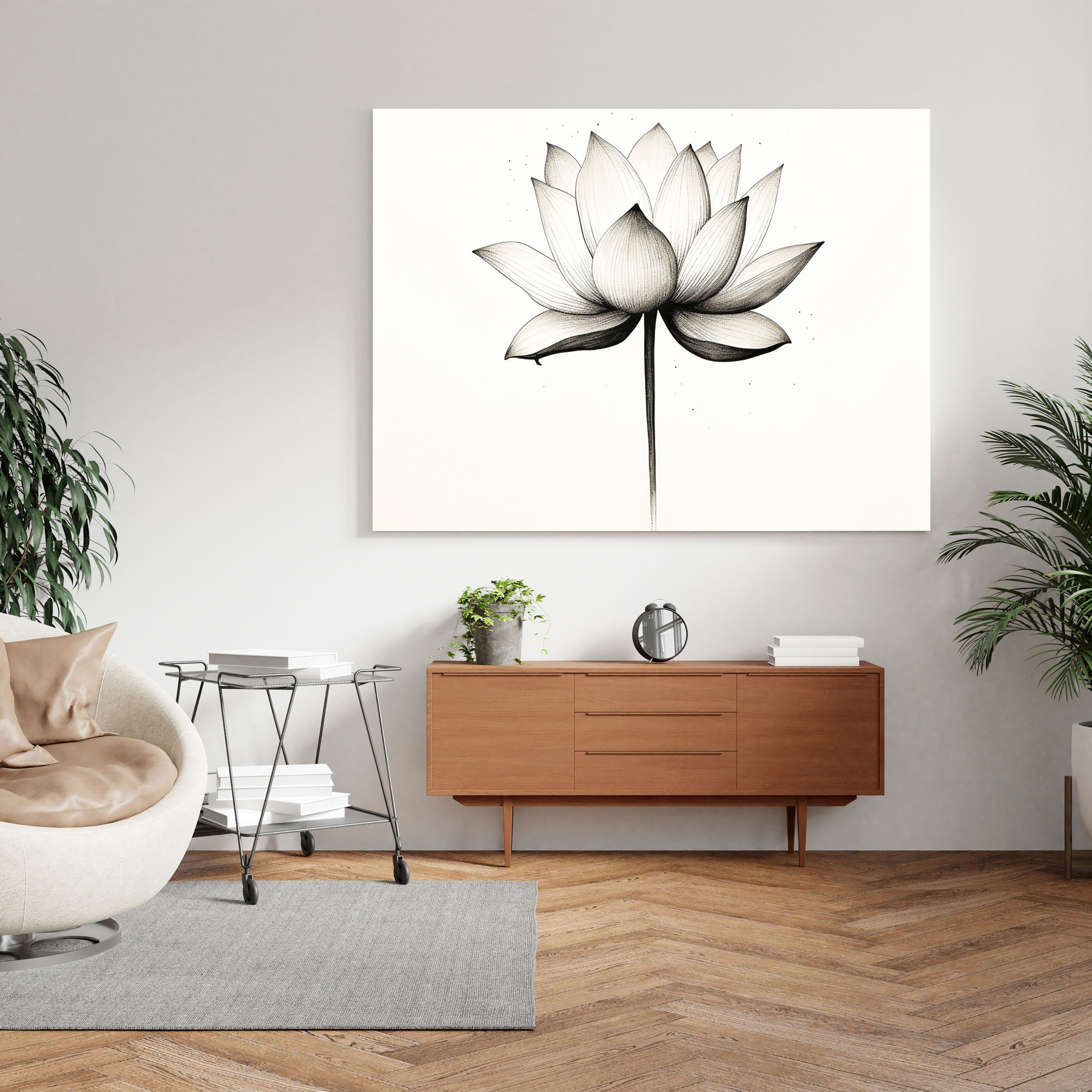 Zen Lotus Kanvas Tablo - Zen Minimalist Ev Dekorasyonu Duvar Sanatı