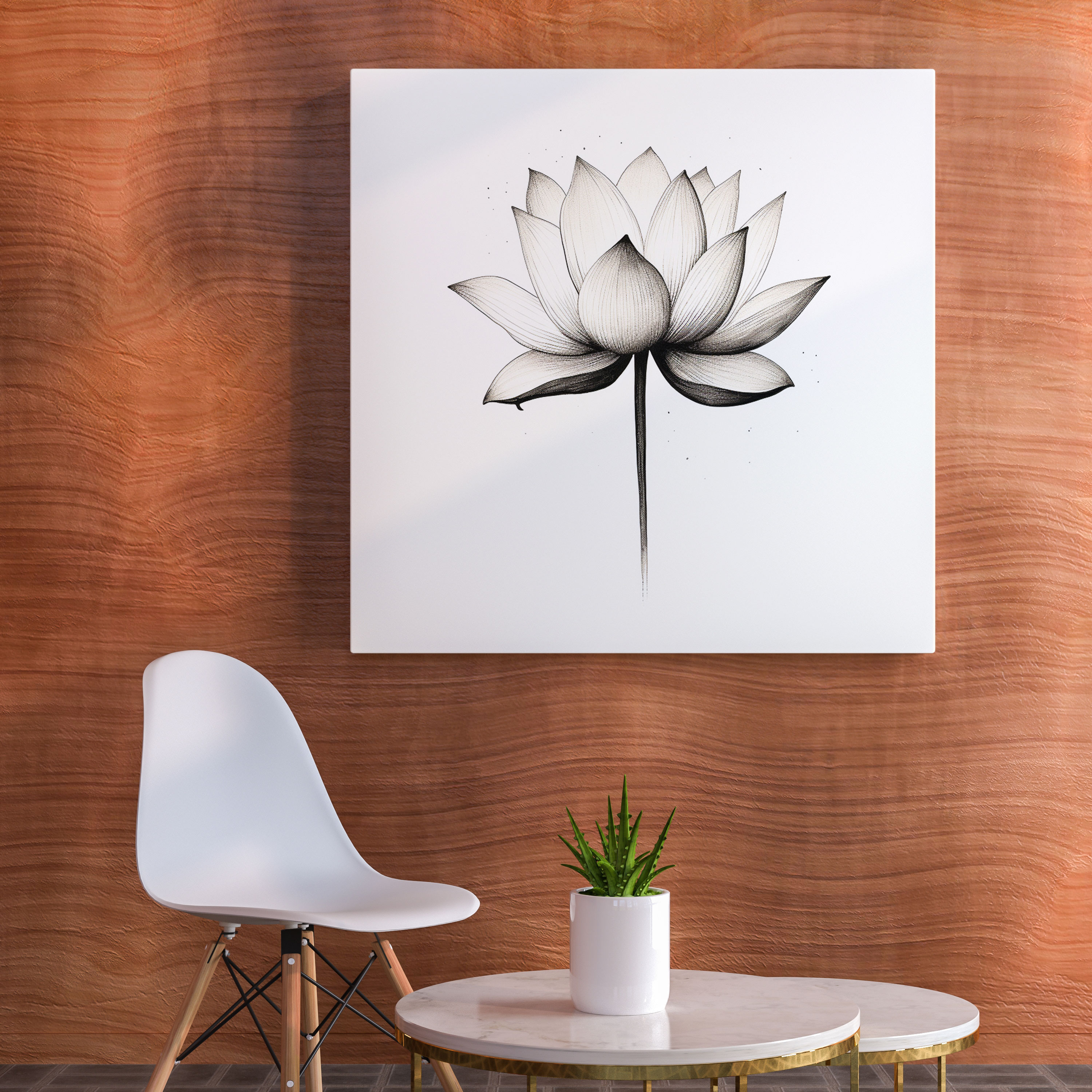Zen Lotus Kanvas Tablo - Zen Minimalist Ev Dekorasyonu Duvar Sanatı