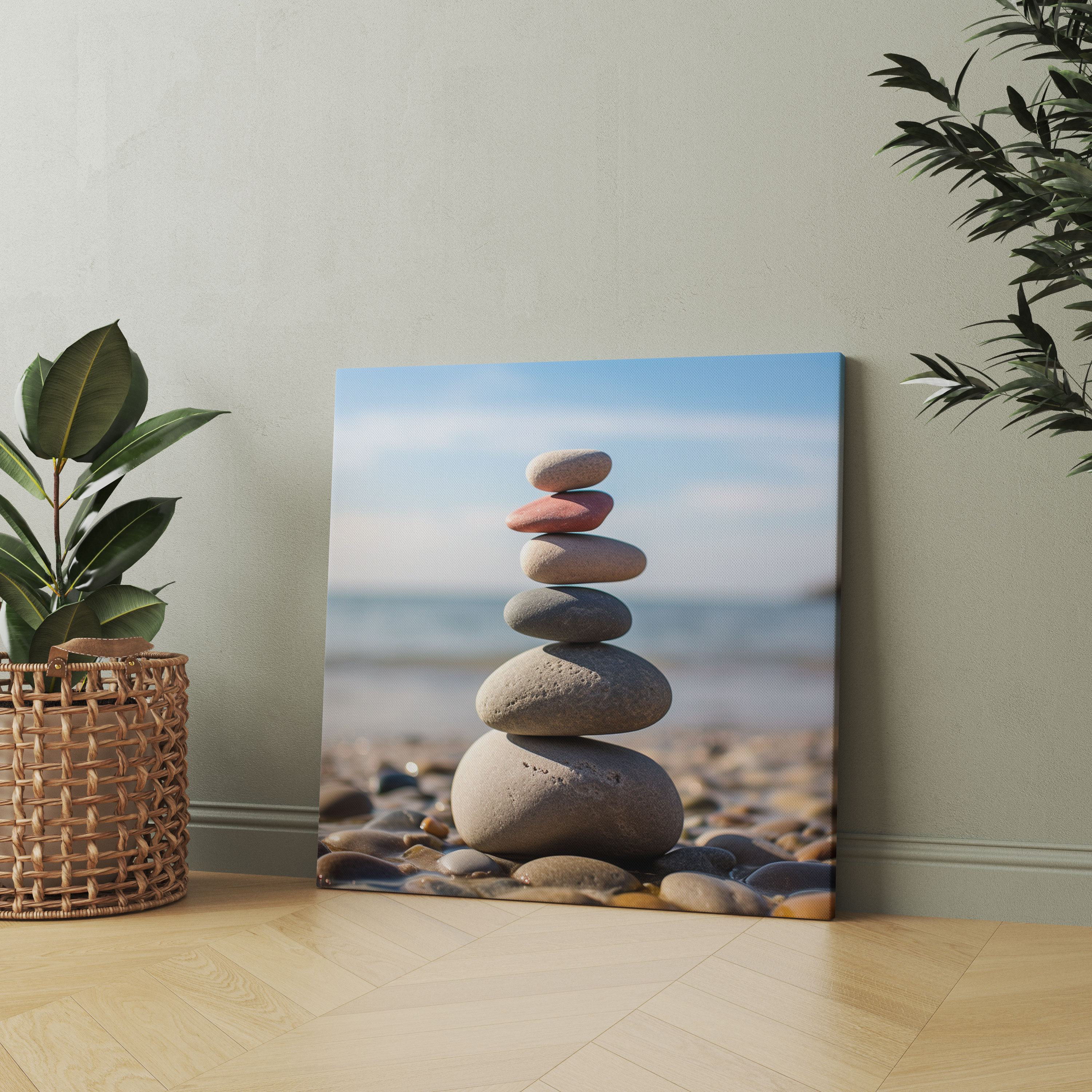 Zen Taşları Duvar Sanatı - Zen Kanvas Tablo Duvar Sanatı Dengede Kalma