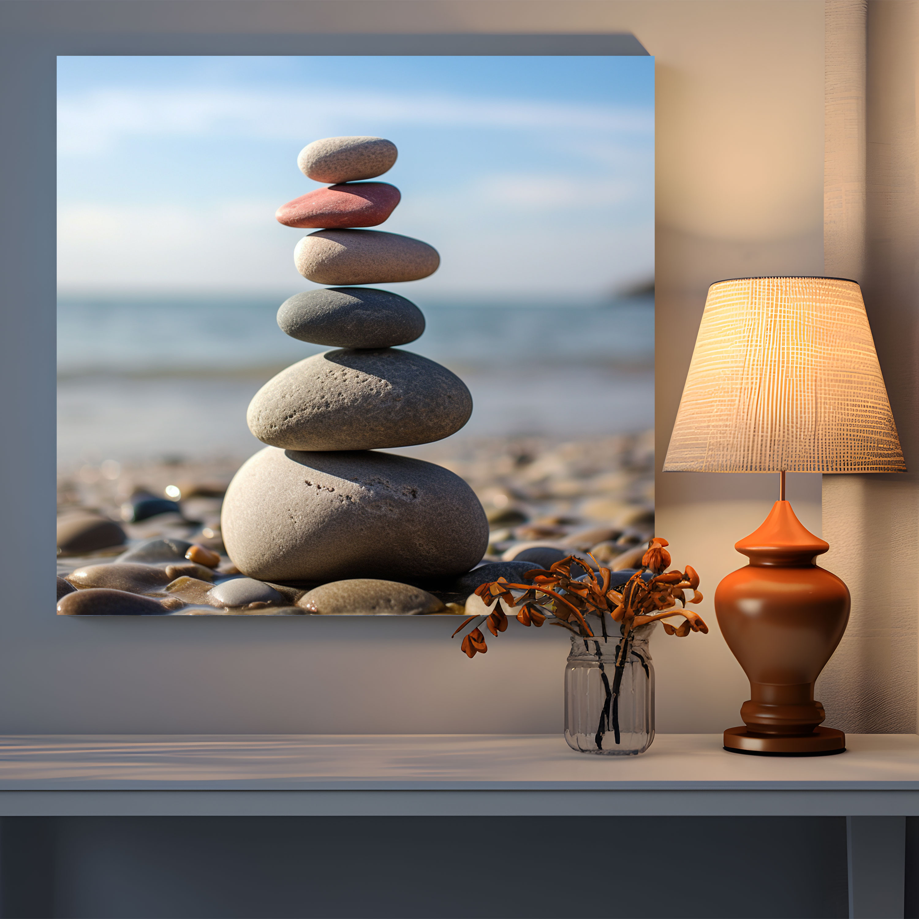 Zen Taşları Duvar Sanatı - Zen Kanvas Tablo Duvar Sanatı Dengede Kalma