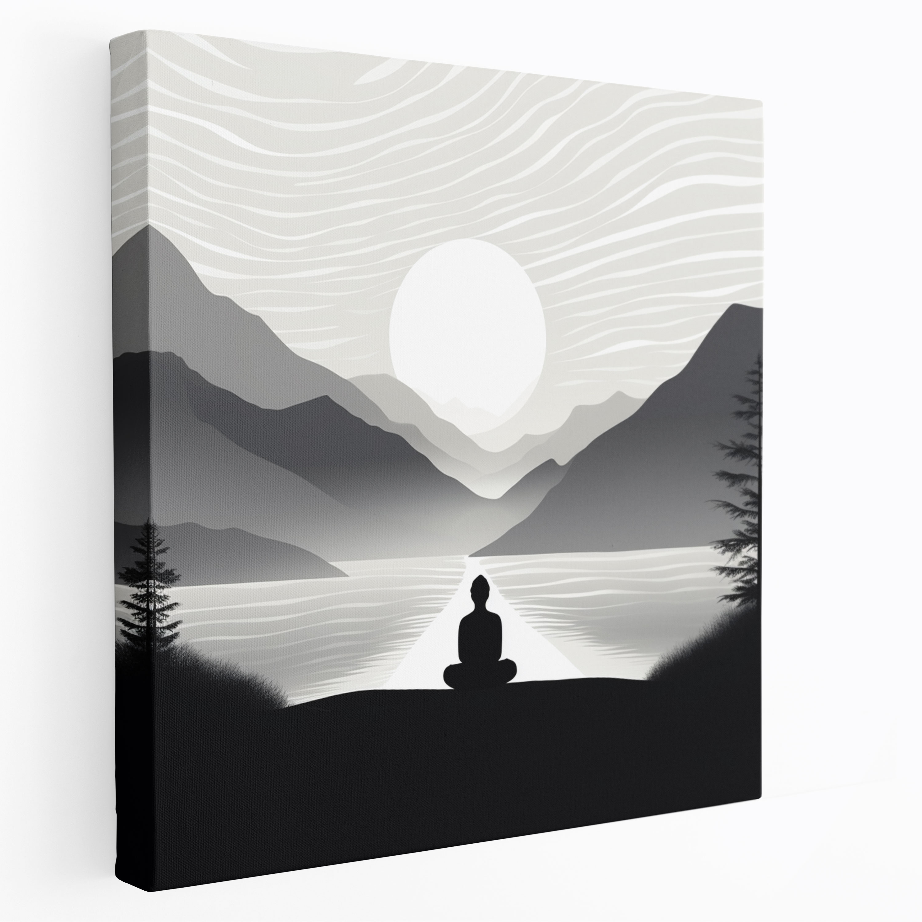 Zen Canvas Print - Serene Meditating Figure In Minimalist Landscape - Zen, Canvas Wall Art, Zen, Canvas
