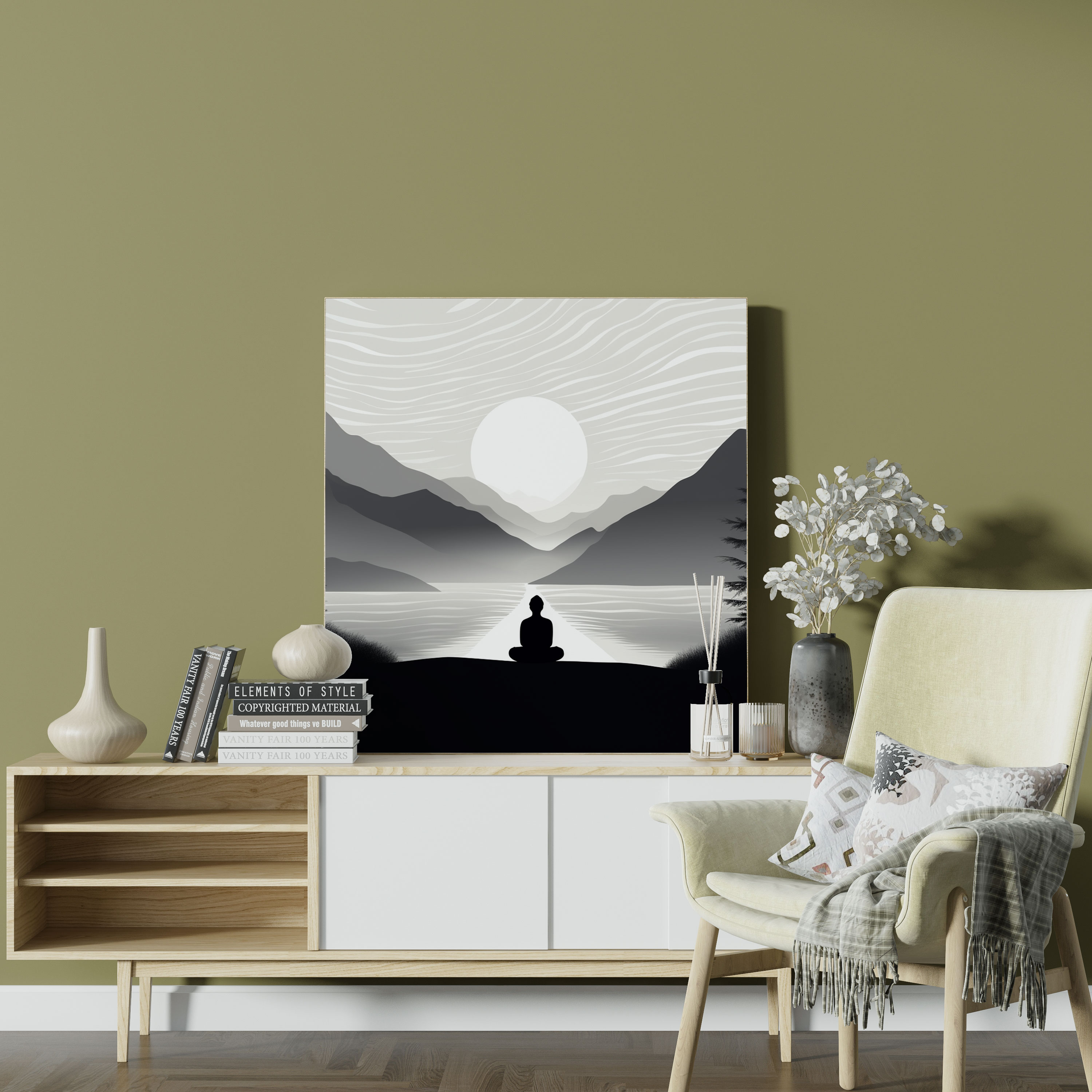 Zen Canvas Print - Serene Meditating Figure In Minimalist Landscape - Zen, Canvas Wall Art, Zen, Canvas