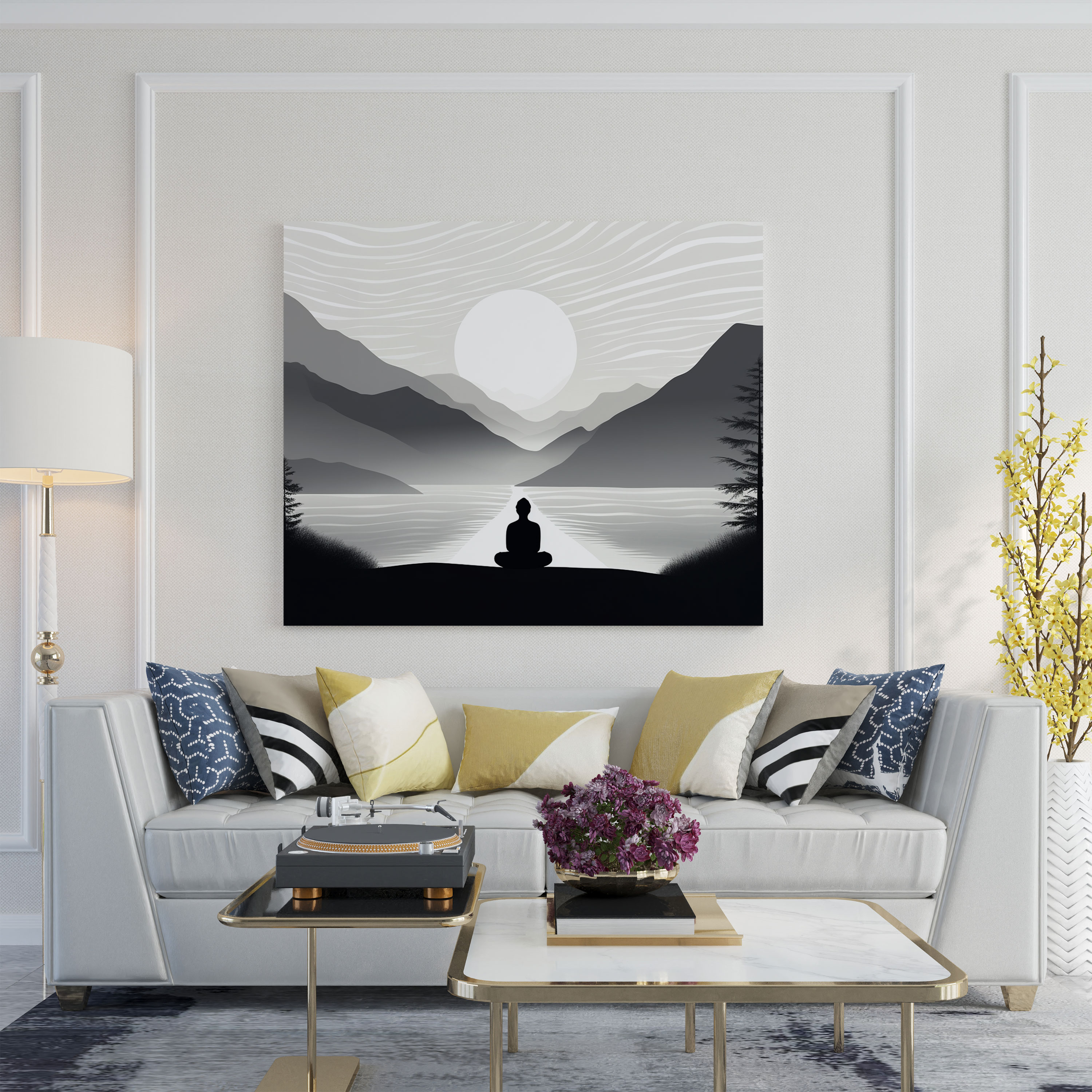 Zen Canvas Print - Serene Meditating Figure In Minimalist Landscape - Zen, Canvas Wall Art, Zen, Canvas