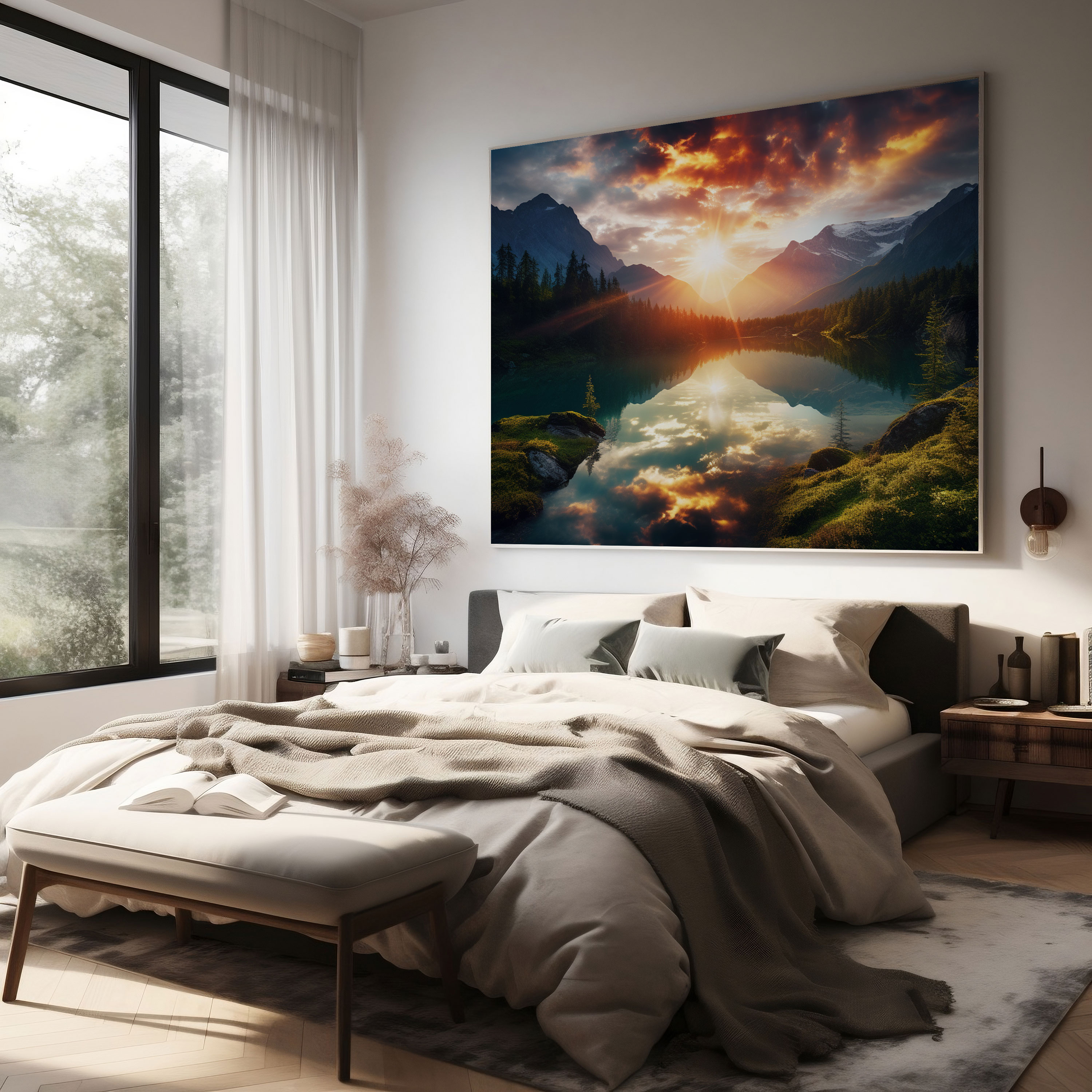 Zen Wall Art - Mesmerizing Sunset Over Peaceful Lake - Zen, Zen, Wall Art, Wall Decoration