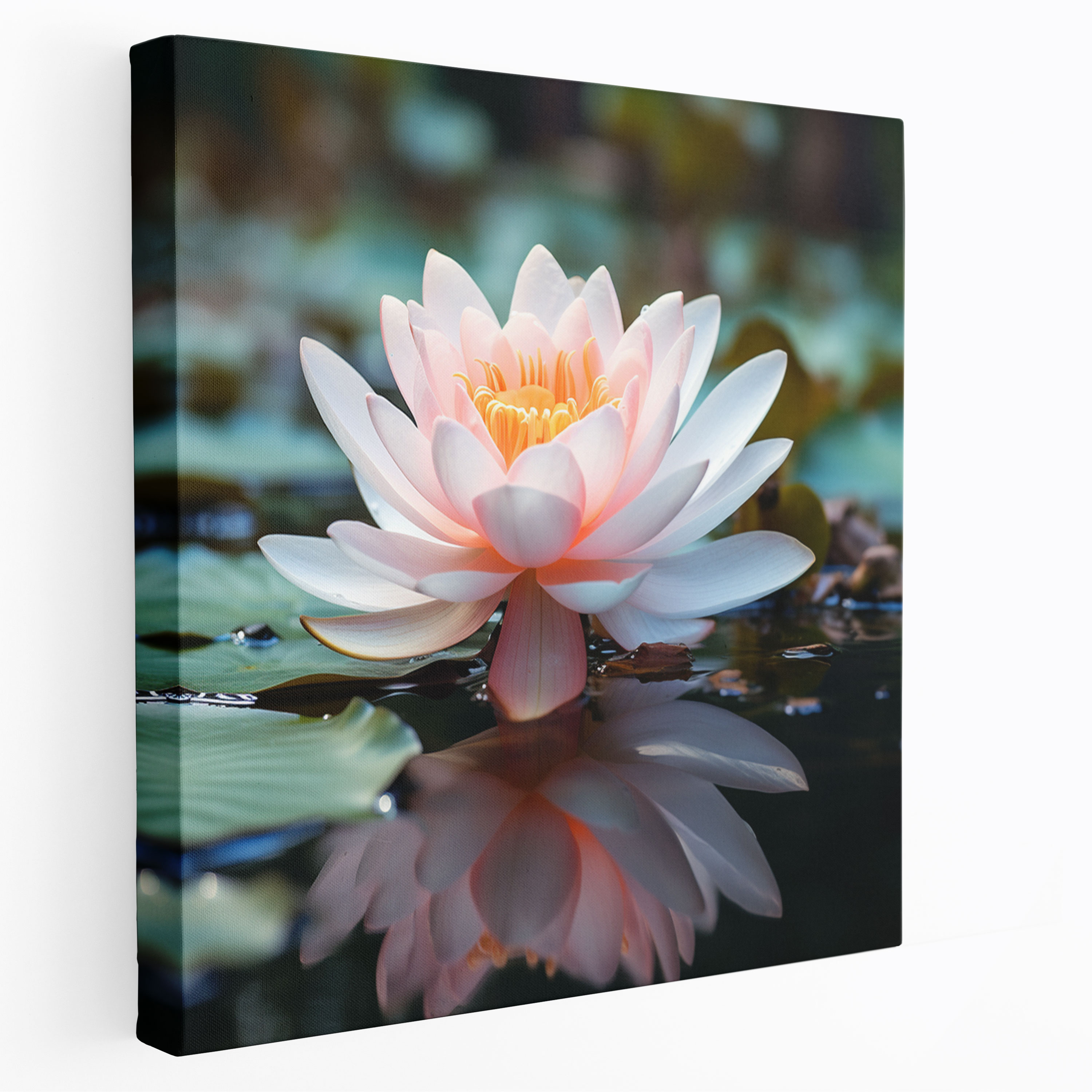 Zen Canvas Print - Delicate Lotus Flower In Tranquil Pond - Zen, Canvas, Home Decoration, Lotus Flower