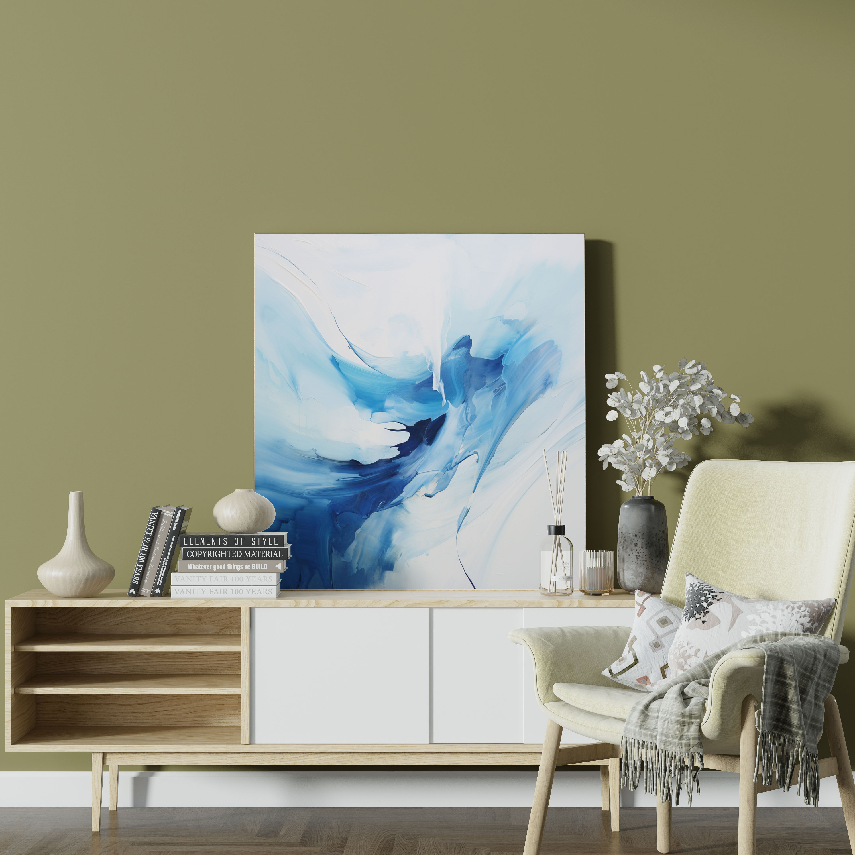 Zen Wall Decoration - Abstract Artwork In Calming Blue And White - Zen, Home Decoration, Canvas, Blue And White