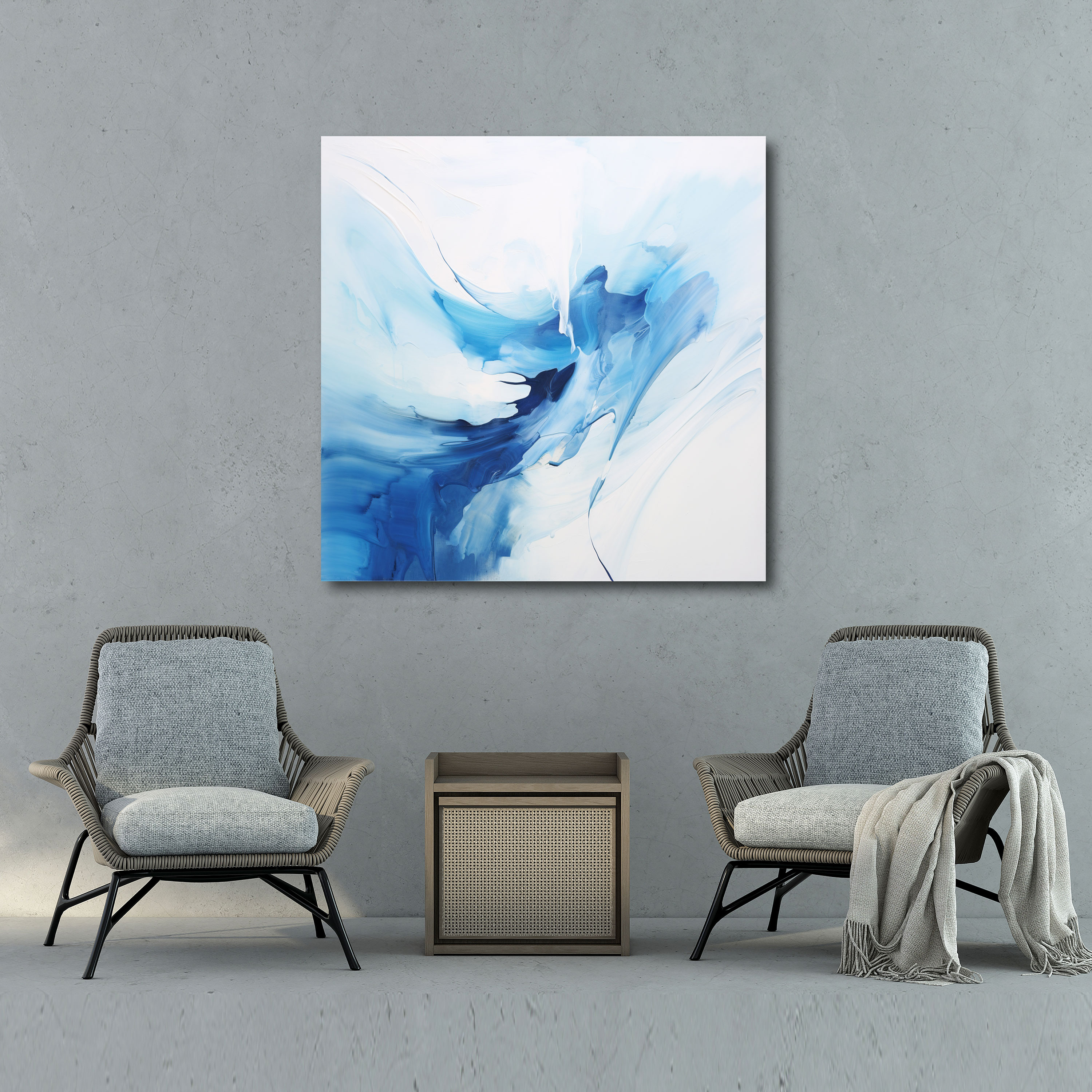 Zen Wall Decoration - Abstract Artwork In Calming Blue And White - Zen, Home Decoration, Canvas, Blue And White