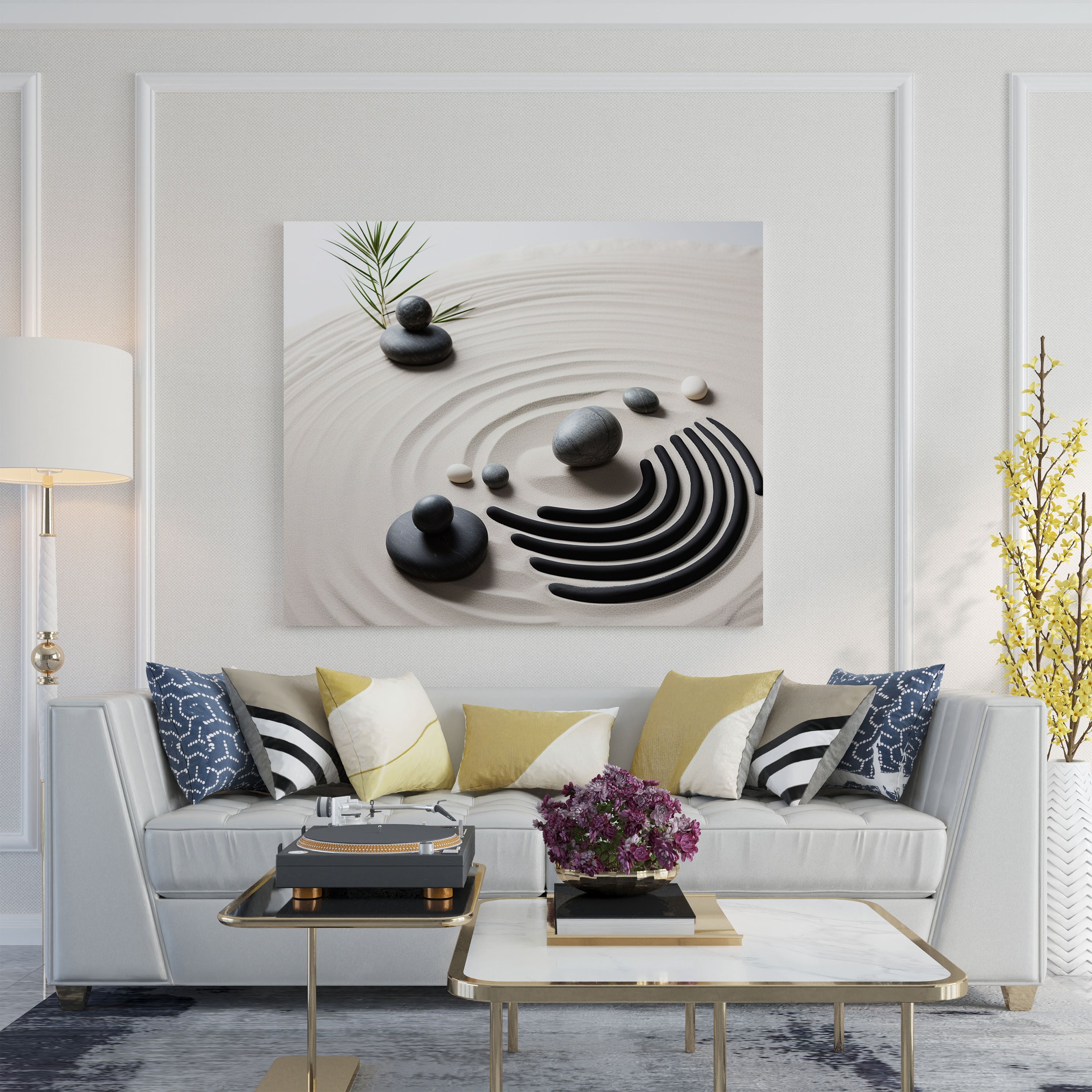 Zen Bahçesi Kanvas Tablo - Zen Kanvas Duvar Sanatı Duvar Dekorasyonu Minimalist