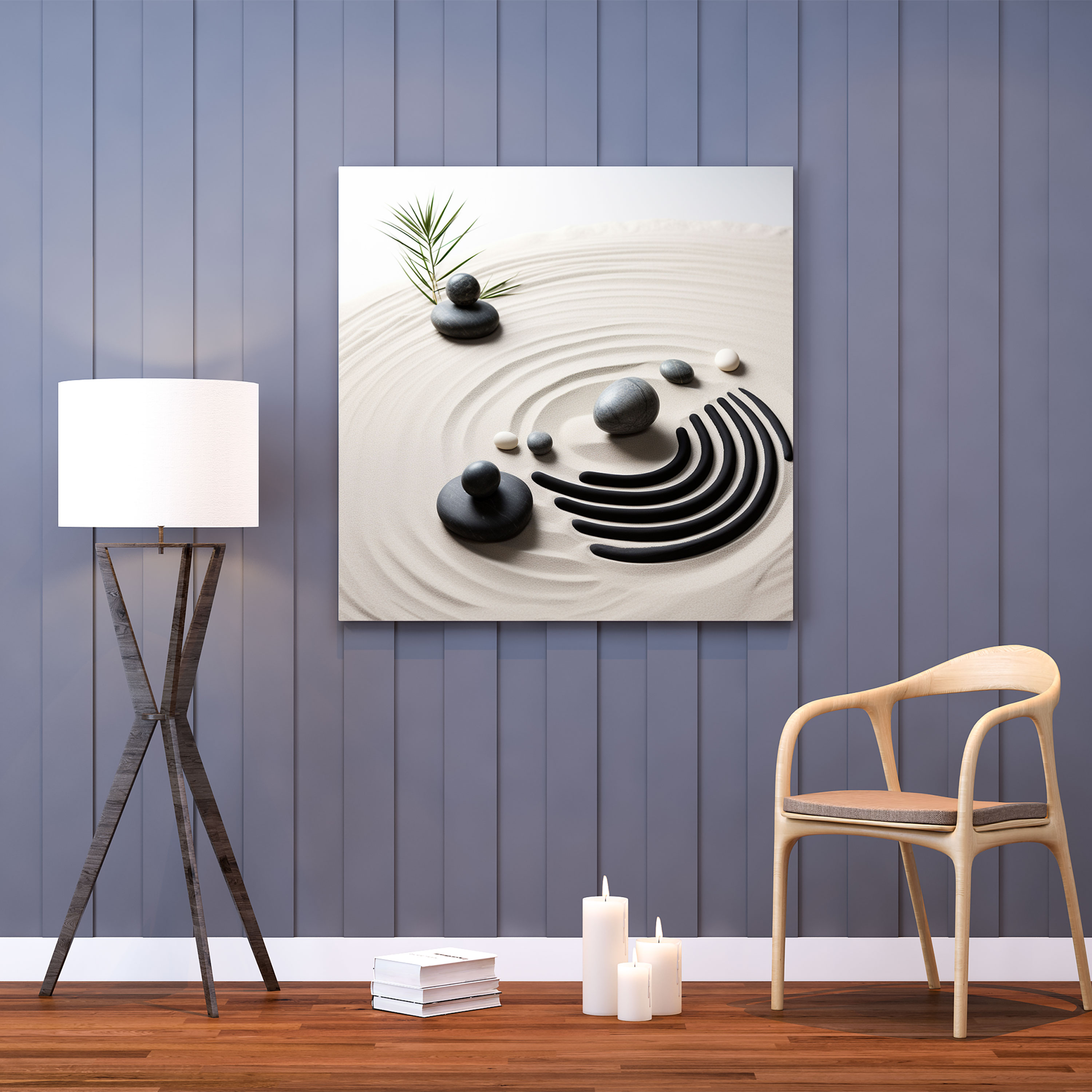 Zen Bahçesi Kanvas Tablo - Zen Kanvas Duvar Sanatı Duvar Dekorasyonu Minimalist