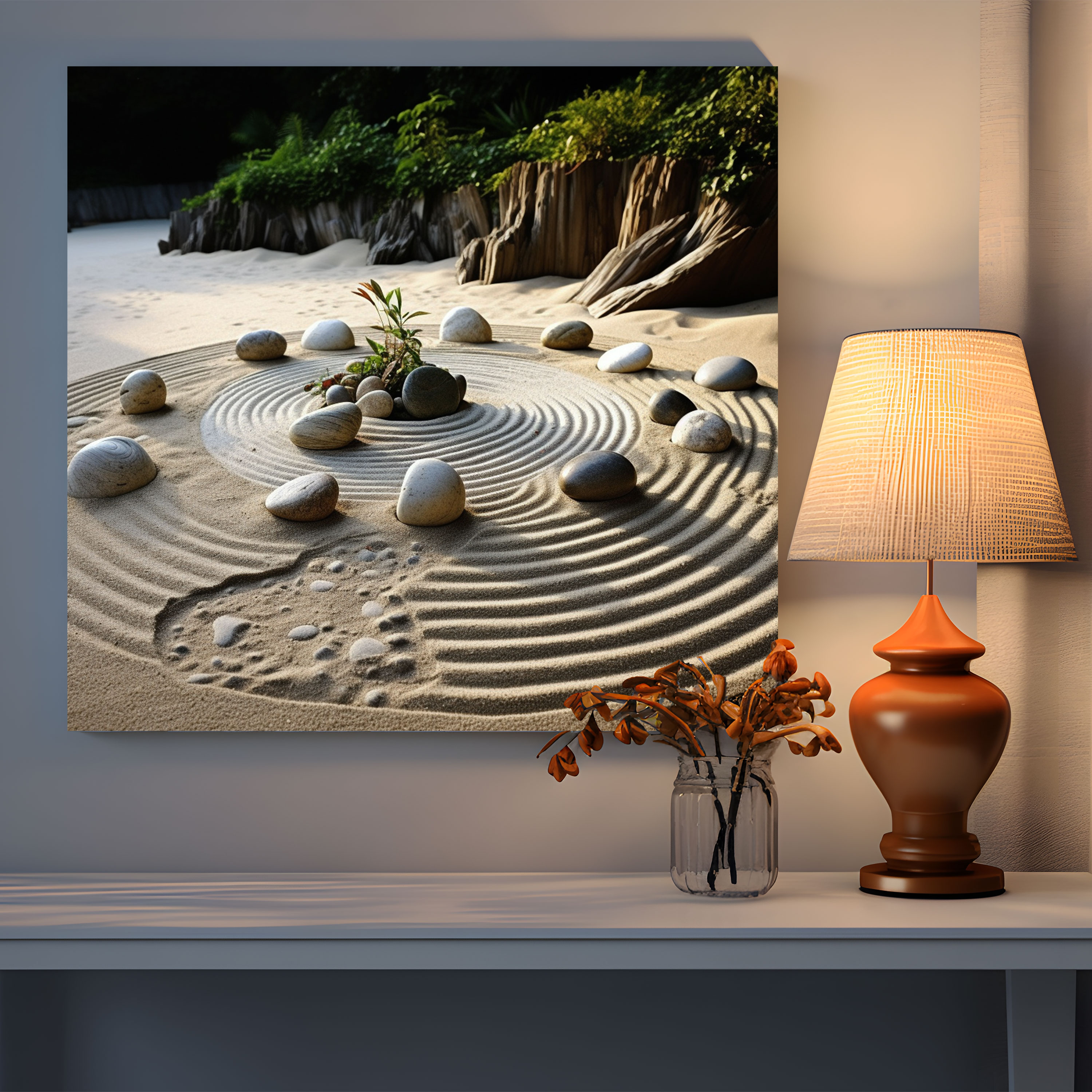 Zen Kaya Bahçesi Duvar Sanatı - Kanvas Tablo