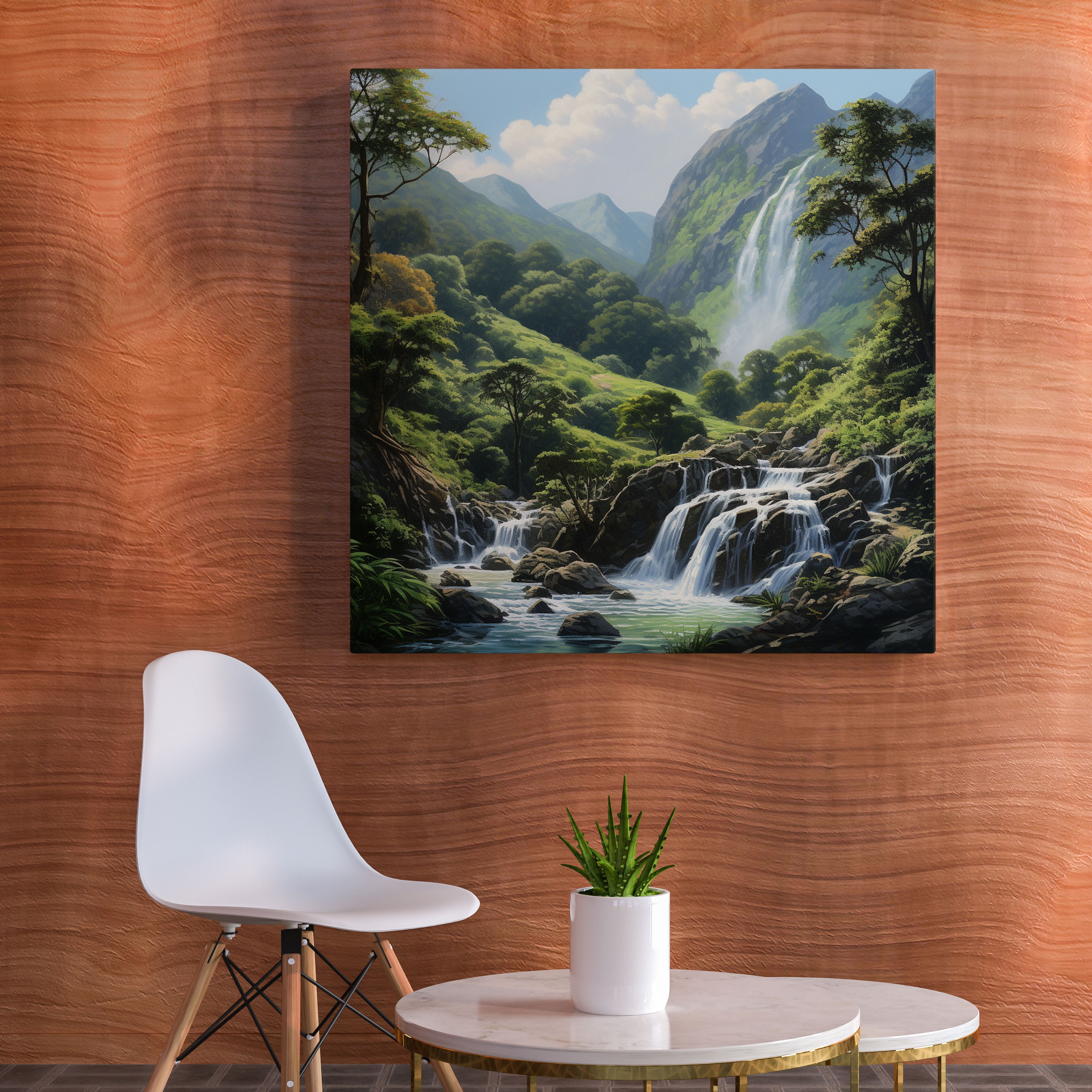 Zen Waterfall Wall Decoration - Zen, Canvas Print, Refreshing, Serene