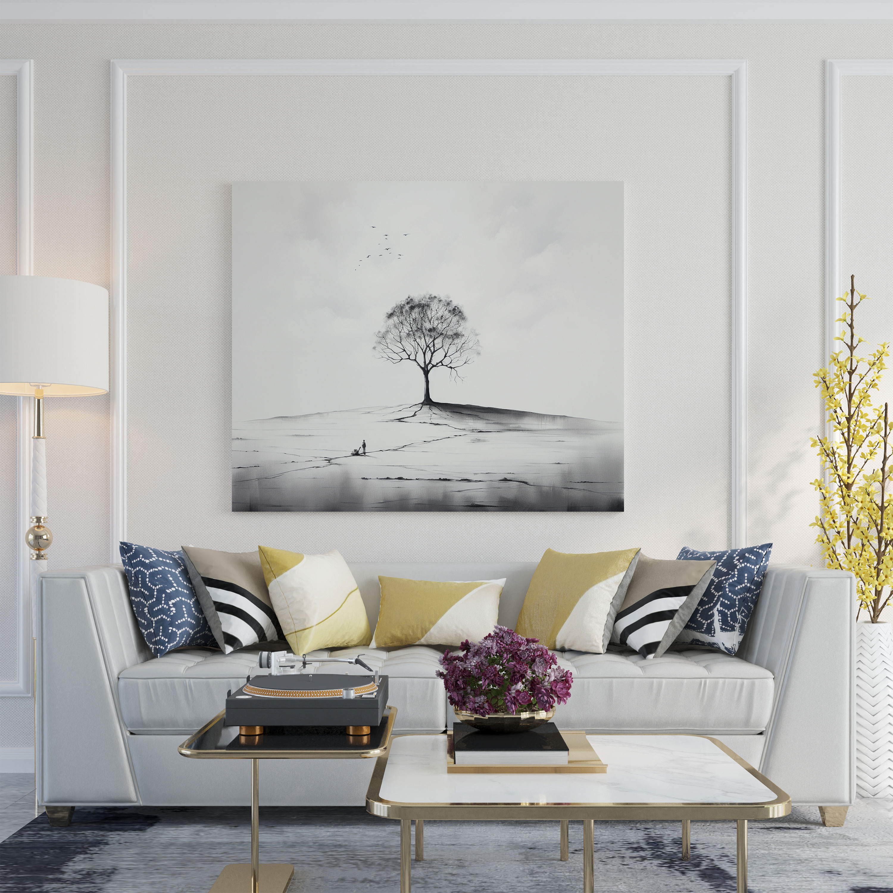 Zen Ağacı Kanvas Tablo - Zen Kanvas Duvar Sanatı Minimalist Ağaç