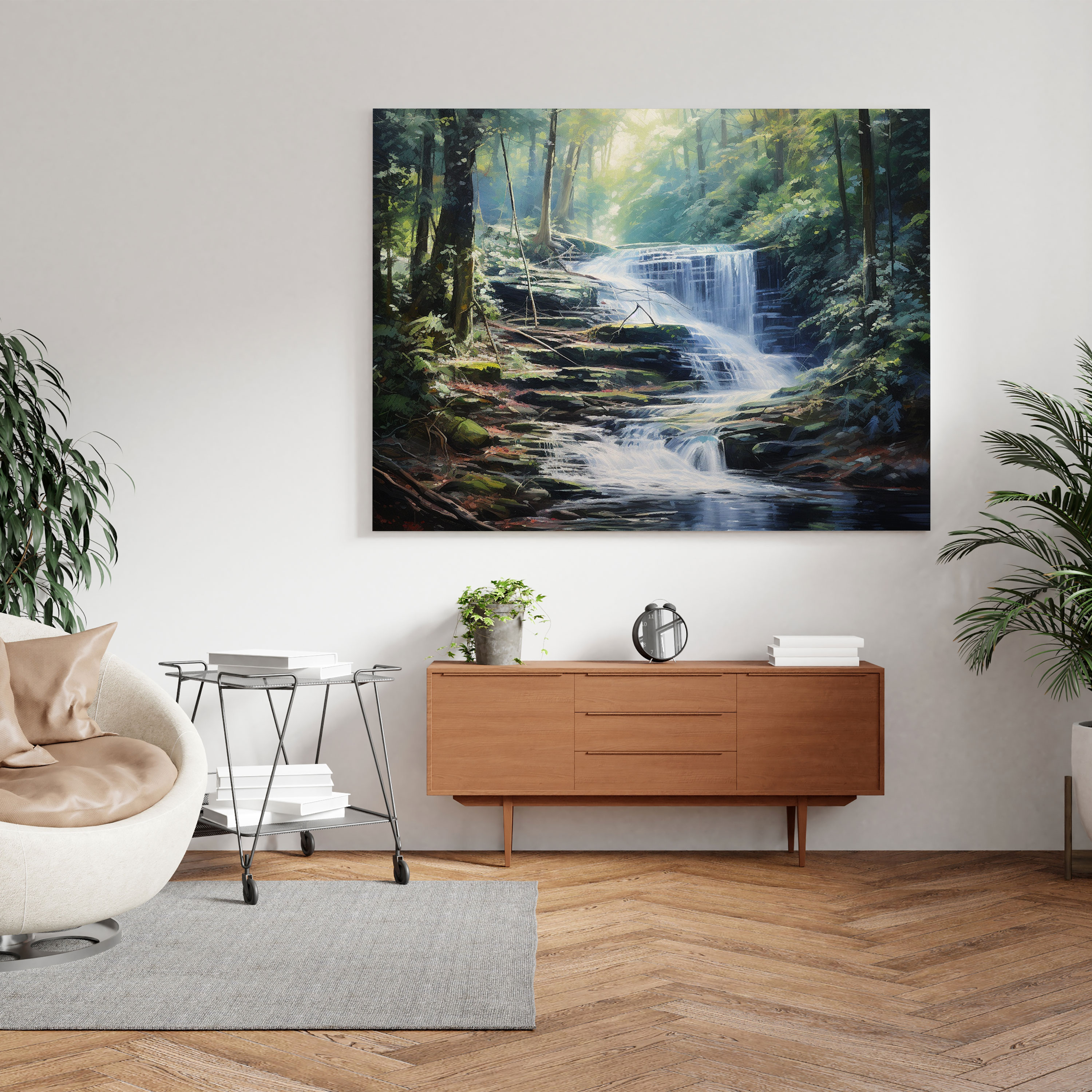 Zen Waterfall Wall Art - Zen, Home Decoration, Canvas Print, Wall Decoration