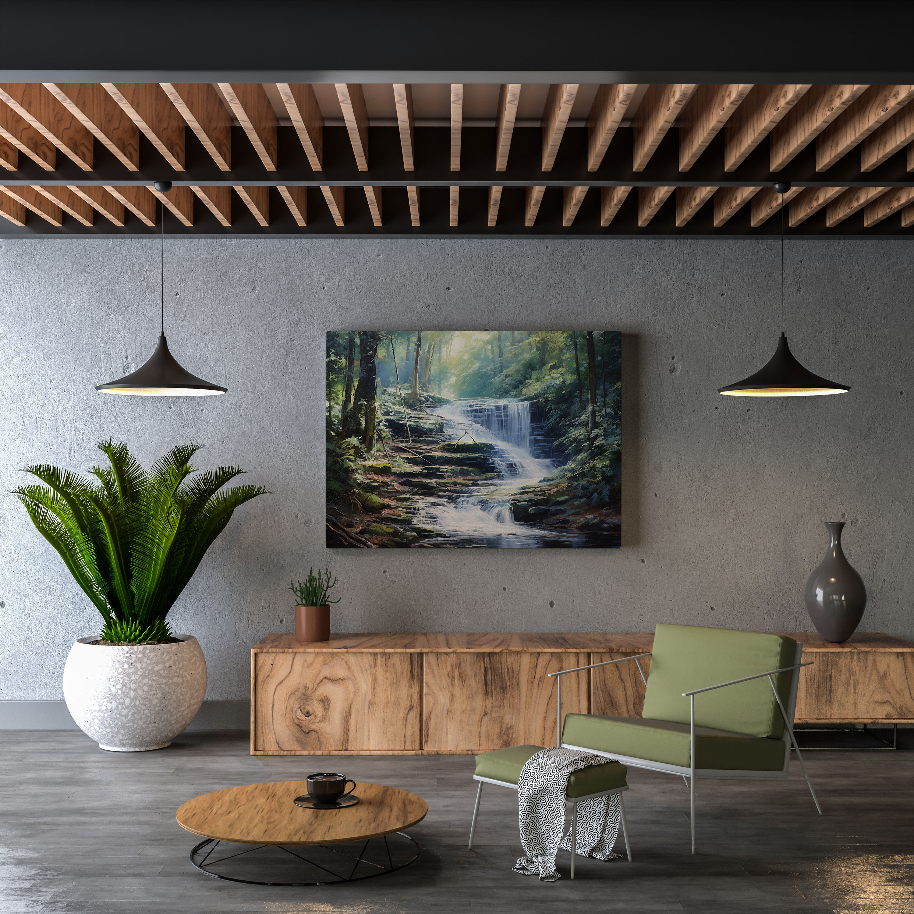 Zen Waterfall Wall Art - Zen, Home Decoration, Canvas Print, Wall Decoration