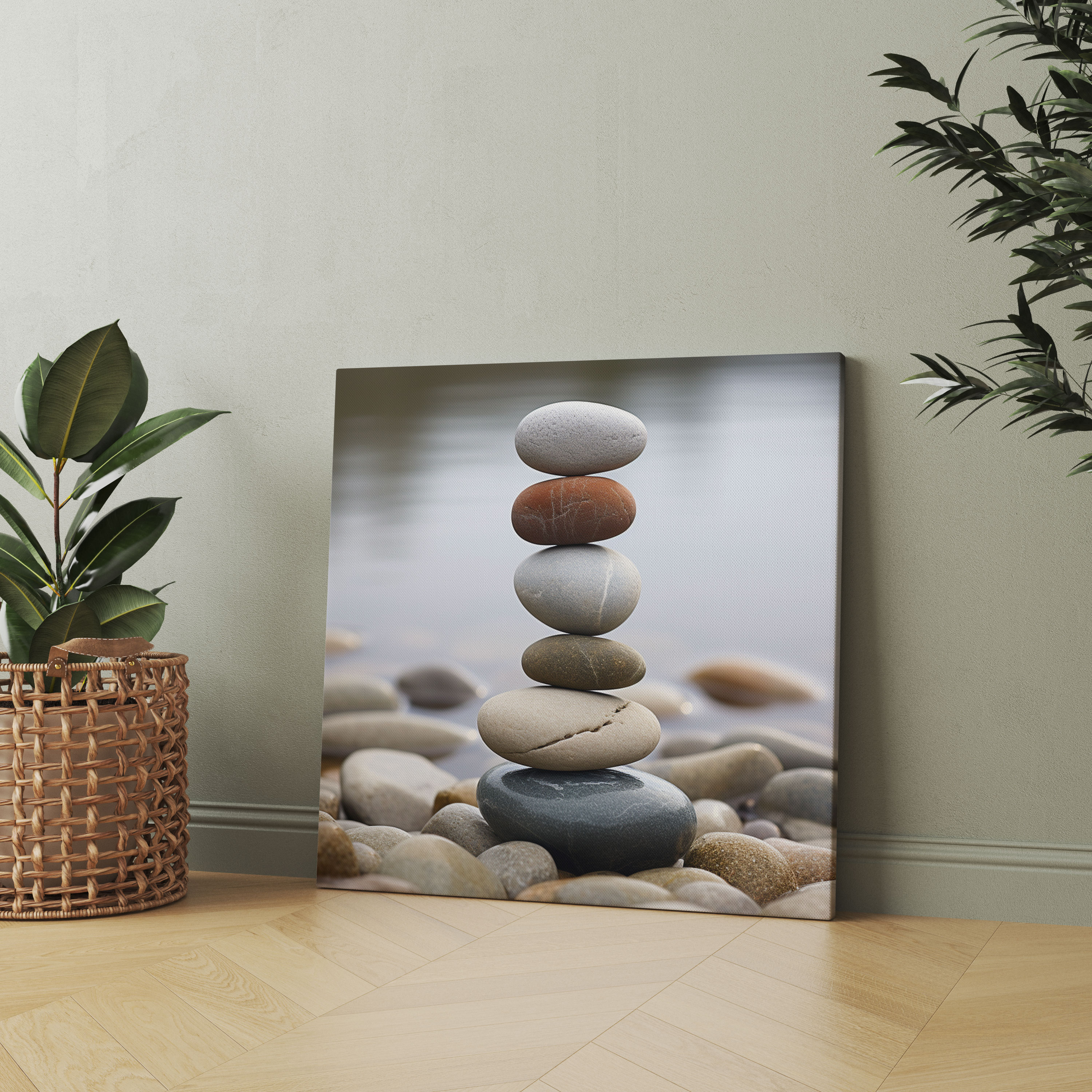 Dengeli Taşlar Kanvas Tablo - Zen Dengeli Uyumlu Ev Dekorasyonu